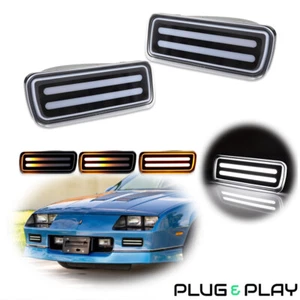 For 1985-1992 Chevrolet Chevy Camaro Dynamic Amber&White LED Signal Lights Clear - Picture 1 of 11