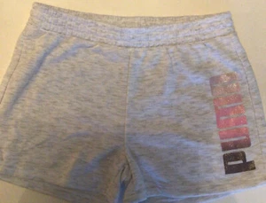 puma girls pull on shorts glitter logo grey size M 10-12 nnt - Picture 1 of 5
