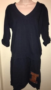 Chicka-d Women's Illinois Fighting Illini Drop-Waist Dress NAVY/COPPER XL NWT - Picture 1 of 12
