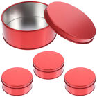  4 Pcs Round Cookie Tins Tinplate Cookies Container Biscuit Box Candy with Cover