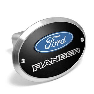 Ford Ranger 3D Logo on Black Oval Billet Aluminum 2 inch Tow Hitch Cover - Picture 1 of 6