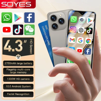 Unlocked 4.3" Mini Android 10.0 Mobile Phones Dual SIM 4G Smartphone 6GB+128GB - Image 1 of 4