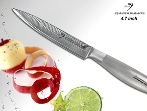 NEW Japanese DAMASCUS VG10 Multi Layer Fruit Utility Knife 4.7" Full-Tang - Picture 1 of 3