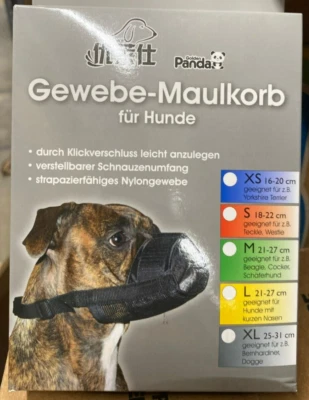 Bozal de nailon transpirable ajustable anti-lamer/morderdura para mascotas perros, negro L (alemán) Foto 1 de 4