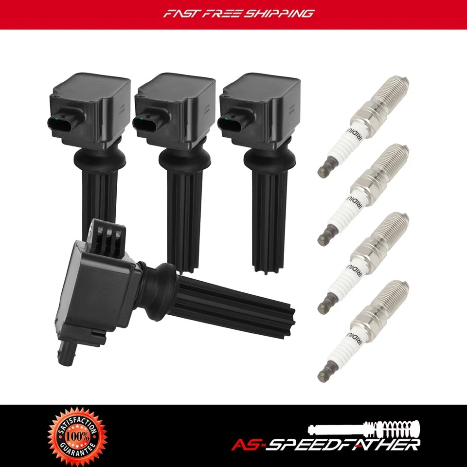 4 Ignition Coils and Spark Plugs Fits Ford EcoSport 2013-2021 Edge 2012-18 2.0L - Image 1 of 4