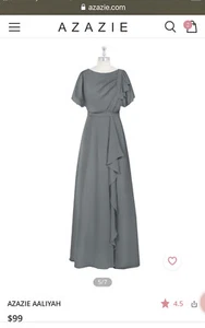 Azazie Steele Gray Bridesmaid Dress Style: Aaliyah Size 8 NWT Dark Gray Modest - Picture 1 of 5