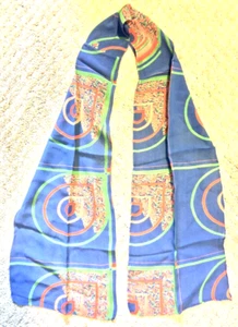 VINTAGE *JUDY HORNBY of LONDO* CHIFFON RETRO FLORAL SCARF w/FOLDED NECKLINE - Picture 1 of 2