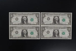 USA 1981A $1 un-cut pair ch-UNC condition DB prefix with same last numbers (v002 - Picture 1 of 2