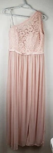 Davids Bridal Bridesmaids Dress Lace Top One Shoulder Pink Womens Size 12 - Picture 1 of 11