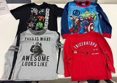 T-Shirt Mixed Lot of 4 Youth Boy Shirts 5/6T Marvel Spider-Man, Venom, Dinosaur - Image 1 of 4