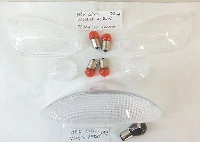 KIT 4 GEMME FRECCE + VETRO FANALE POSTERIORE TRASPARENTI MBK NITRO AEROX 99 - Immagine 1 di 2