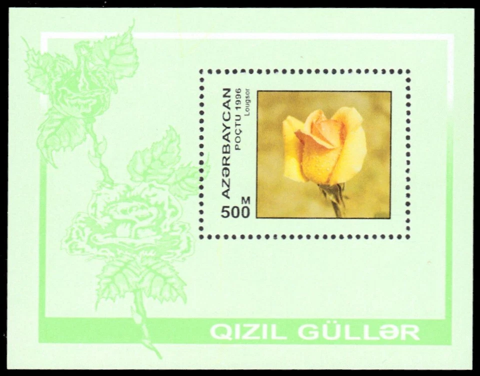 AZERBAIJAN 604 - Garden Roses "Luxor Rose" S/S (pb76385) - Image 1 of 1