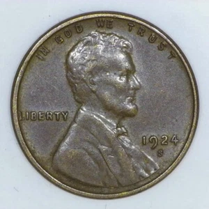 ~VINTAGE AMERICAN COPPER~ 1924-S Lincoln Wheat Cent XF h711 - Picture 1 of 2