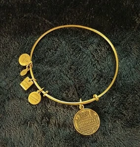 Alex & Ani Positive Bangle Slide Charm (4) Bracelet Gold Tone Energy Technology - Picture 1 of 3