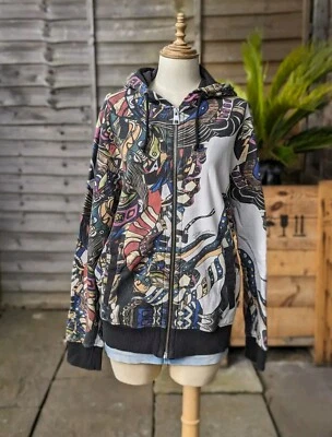 Sudadera con capucha Just Cavalli con cremallera completa con cordón gráfico colorido M Foto 1 de 4