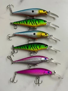 6 pcs 11cm/4.5g Trolling Bait Minnow Fishing Lure Bass Crankbait Tackle Wobbler - Picture 1 of 8