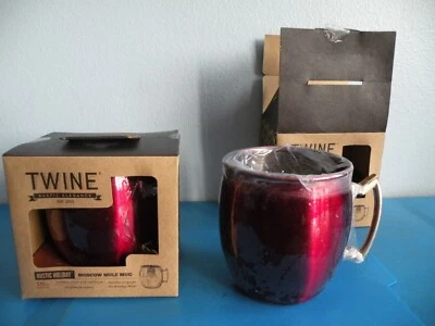 NUEVO Juego 2 Tazas Cobre Acero Inoxidable COLOR VINO Moscú Mula Tazas Coctel b6 Foto 1 de 4