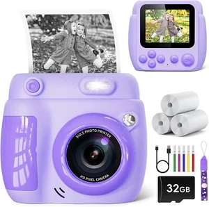 LETSHAHA Kids Camera Instant Print 2.4'' 1080P 20MP 32GB card 3 Roll Printing - Picture 1 of 12