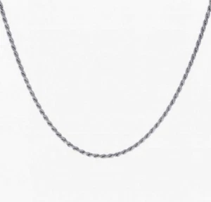 Sterling Silver Diamond Cut Rope Chain Mens Or Women Necklace Rhodium Finish - Picture 1 of 3
