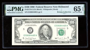 DBR 1990 $100 FRN Richmond Gem Fr. 2173-E PMG 65 EPQ Serial E59084469A - Picture 1 of 2