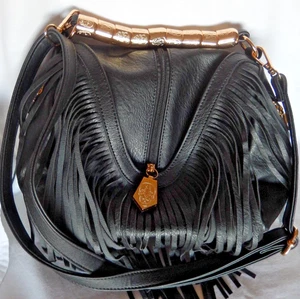 Bohemian Bucket Handbag Shoulder Messenger leather Tassel Fringe Pocket Women - Picture 1 of 8