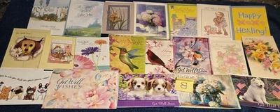 Lot B of 20 Assorted GET WELL Greeting Cards with Wonderful Designs  - Image 1 of 3