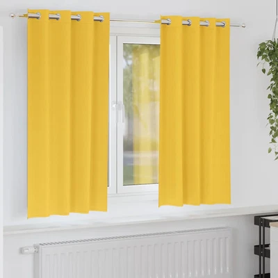 Curtains with Curtains 2 pcs Mustard yellow Polyester vidaXL - Image 1 of 4