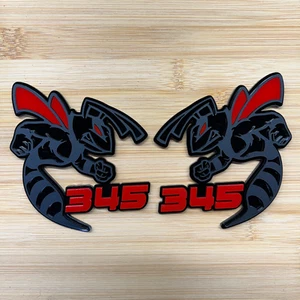 345 Hornet Badges Emblem BEE (2) Red Eye/Wings BADGES Fender Angry Aggressive - Foto 1 di 2