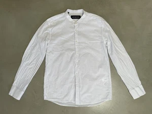 Adolfo Dominguez Hemd Mandarinkragen gestreift weiß blau langarm Herren L - Bild 1 von 12