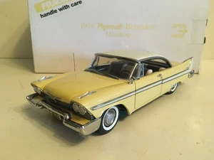 1:24 Danbury Mint 1958 Plymouth Belvedere Hardtop SUNFLOWER YELLOW & WHITE w/box - Picture 1 of 9