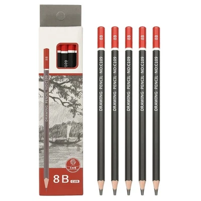 8B Drawing Pencils for Sketching, 12PCS Sketch Pencils for Drawing Black Red - Image 1 of 4