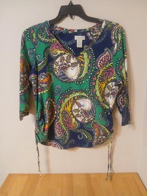 Caribbean Joe Women's 1X Paisley Floral Top Super Soft - Image 1 of 4