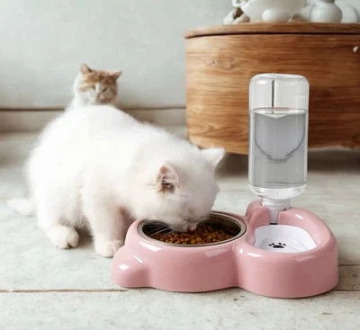 Food Dispenser / Dog & Cat /pet Food & Water  Stainless Steel Bowl /Pink - Image 1 of 4
