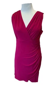 Abito Alfani Petite Tg 14P Bodycon Rouched Maglia Liquida Elasticizzato Festa Prugna - Foto 1 di 12