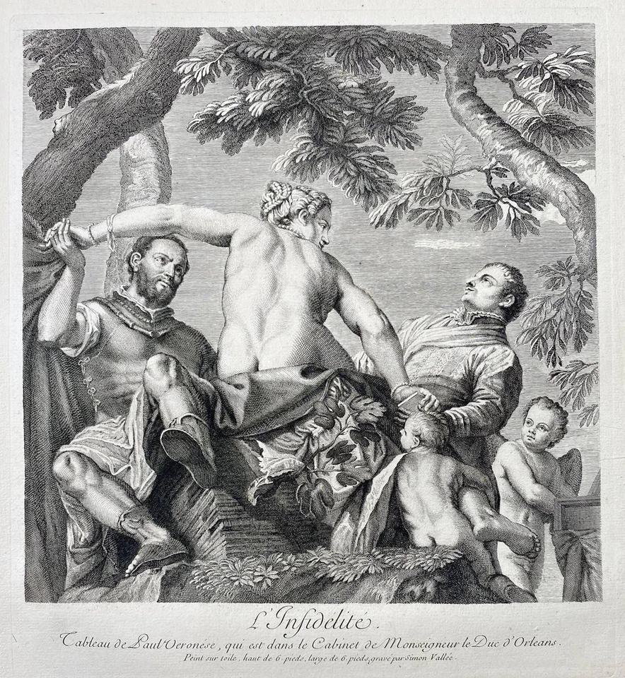 Paolo Veronese Infidélité Érotique Nu Gravure Sur Cuivre 1740 - Photo 1/1