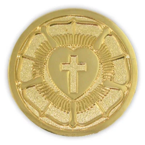 PinMart's vergoldete lutherische Siegel Luther Rose religiöse Anstecknadel - Bild 1 von 1