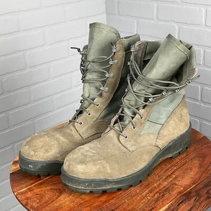 Vibram Boots Men 12.5 Green Tan Suede Rubber 360 Work Military Steel Toe USA VTG - Picture 1 of 8