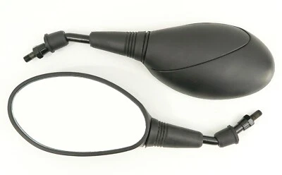 Pair Rear View Replacement Mirrors for Motorcycle Moped Scooter Oval Black 8mm - Image 1 of 4