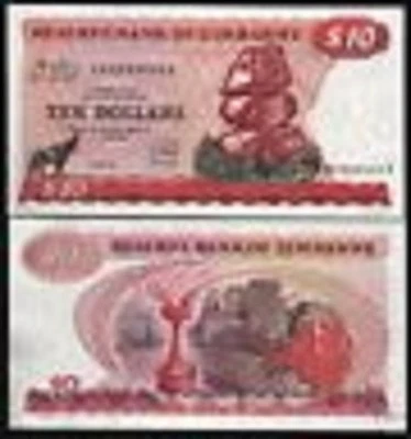 ZIMBABWE 10 DOLLARS P-3E 1994 DATE *CW* REPLACEMENT ANTELOPE UNC CURRENCY NOTE - Image 1 of 4