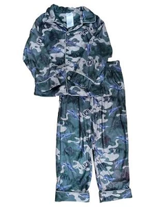 Boys Green Camo Viper Squad Plane Print 2 Pc Flannel Sleepwear Pajama PJ Set 4 - Picture 1 of 1