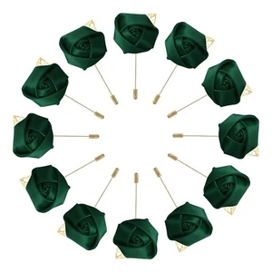 12Stk Bräutigam Ansteckblumen Rose Anstecker für Hochzeit Party Schwarz Grün - Bild 1 von 5