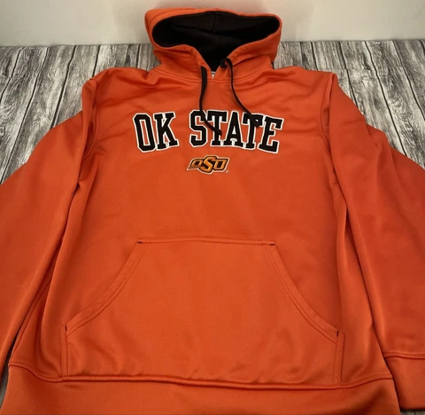 Oklahoma State University orange Hooded sweatshirt size medium front pocket M Cover