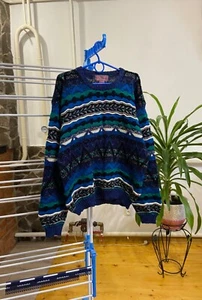Vintage Concrete Knit Multicolor Coogi Style Sweater Made in Hing Kong Sz Xl Men - Picture 1 of 6