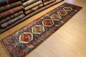 10 FT. LONG HALL RUNNER TOP QUALITY HANDMADE VEGETABLE DYED WOOL HERIS RUG - Picture 1 of 12