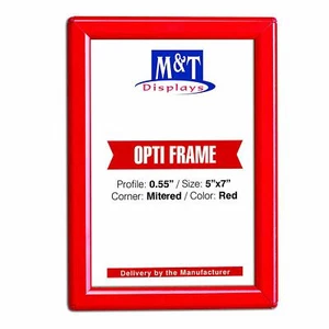 Opti Snap Poster Picture Frame 0.55" Aluminum Front Loading 5x7 Inch Red - Picture 1 of 4