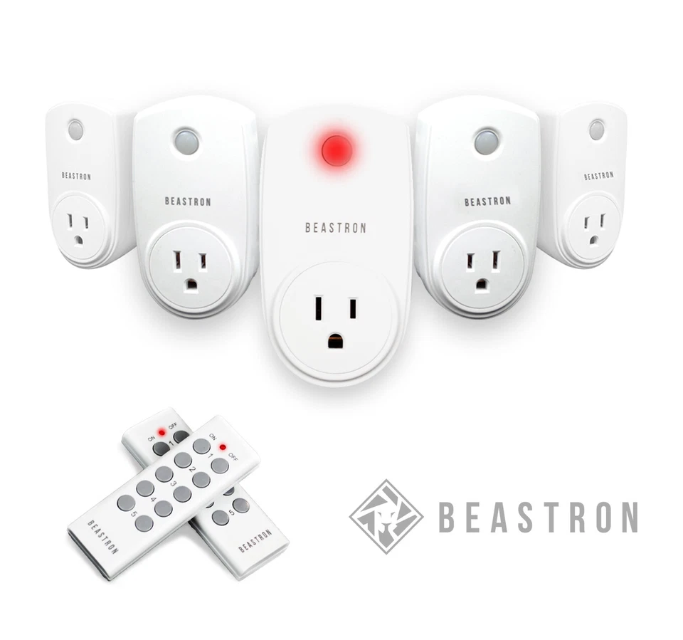 BEASTRON Remote Control Electrical Outlet Switch for Lights and Household, White