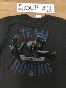 Wrangler® Men's Short Sleeve Team MQ7703H Front & Back Graphic Gray T-Shirt - Picture 1 of 3