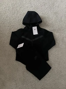 Girls Nike Set NSW Tech Fleece Zip Hoodie & Sweatpants/Joggers Black Size XS/6-7 - Picture 1 of 12