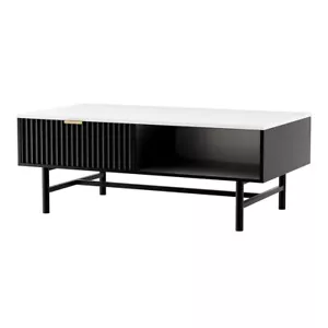 Artiss Coffee Table End Table Open Shelf Drawer Living Room Black Living Room - Picture 1 of 7