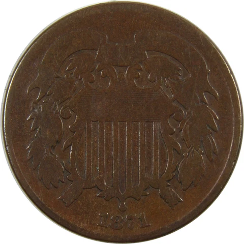 1871 Two Cent Piece G Good 2c Coin SKU:I4620 Cover